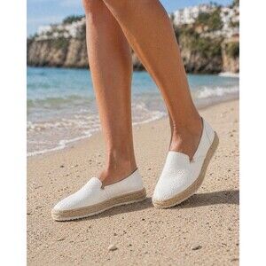 Verbenas Women’s New White Nappa Leather Espadrilles Size US 7.5 Made In Spain